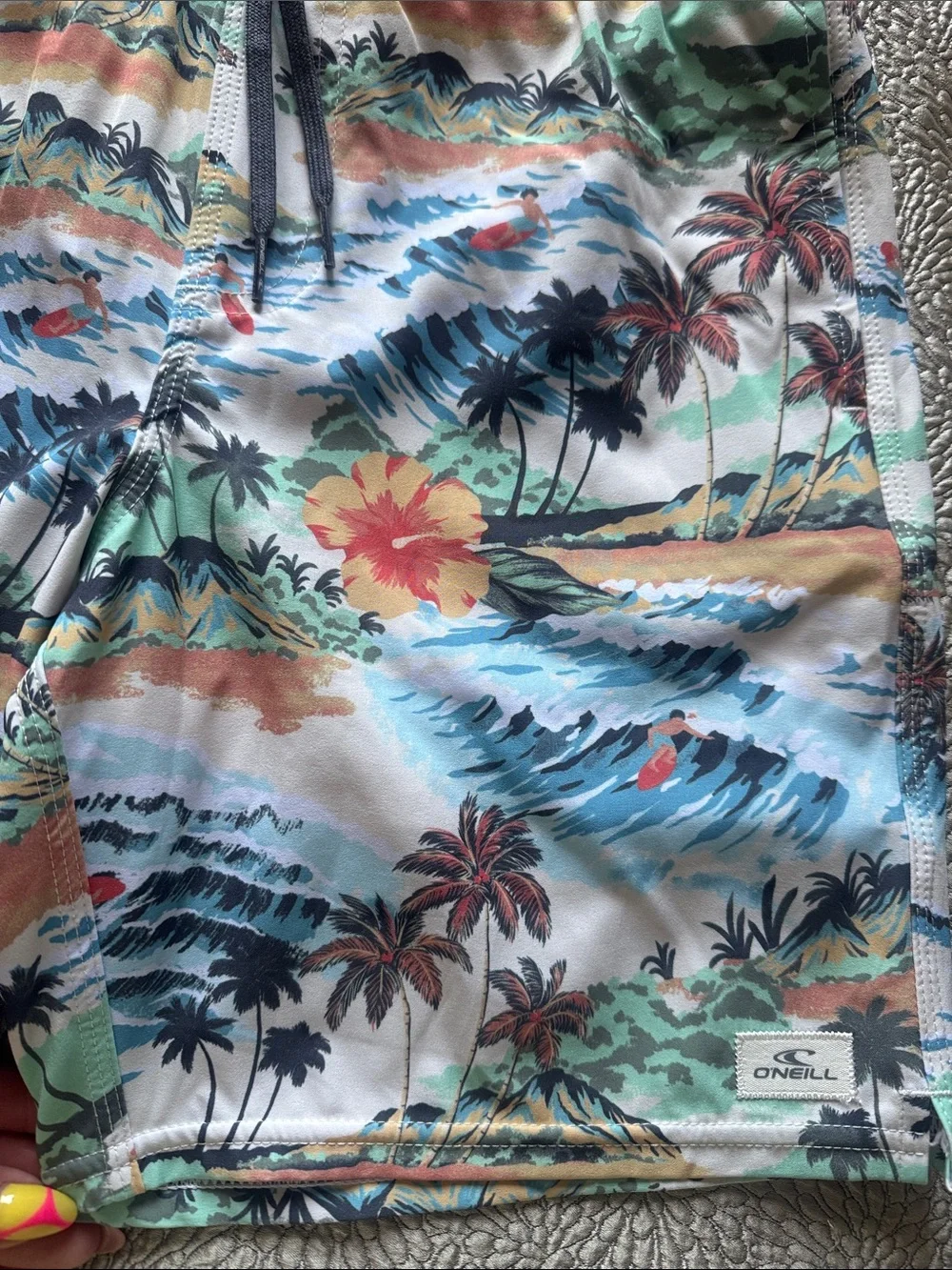 O'Neill HyperFreak Stretch Tropical Print Swim Trunks